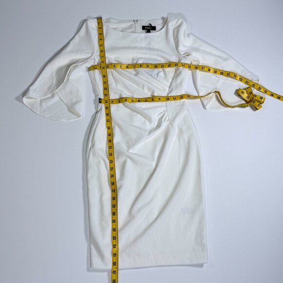 (NWT) DKNY White 3/4 Tulip Sleeve Dress - Picture 7 of 8